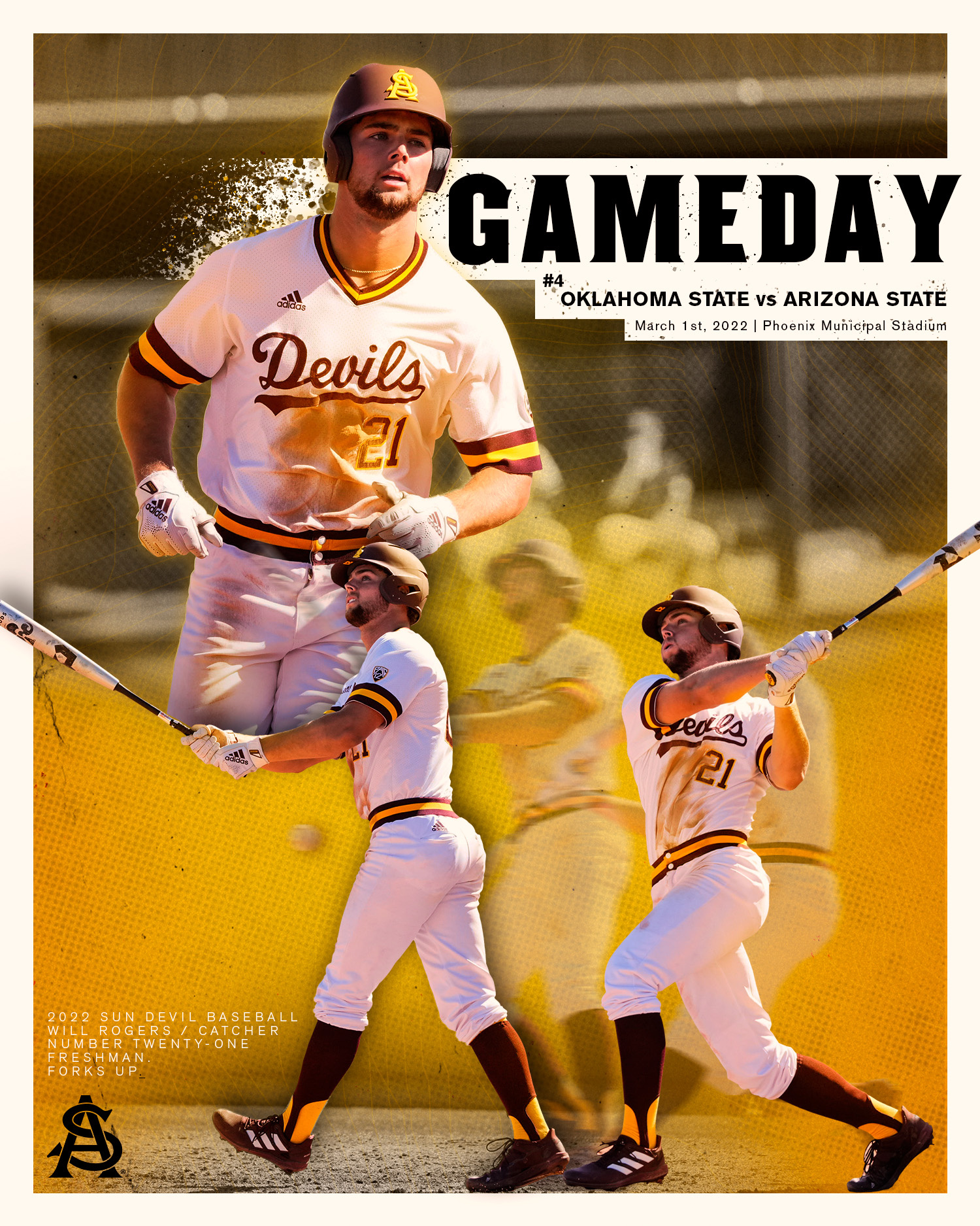 ASU Baseball Graphic - OKST at ASU 2d art baseball branding digitalart graphic design illustration instagram marketing photoshop posterdesign social media sports sports graphic