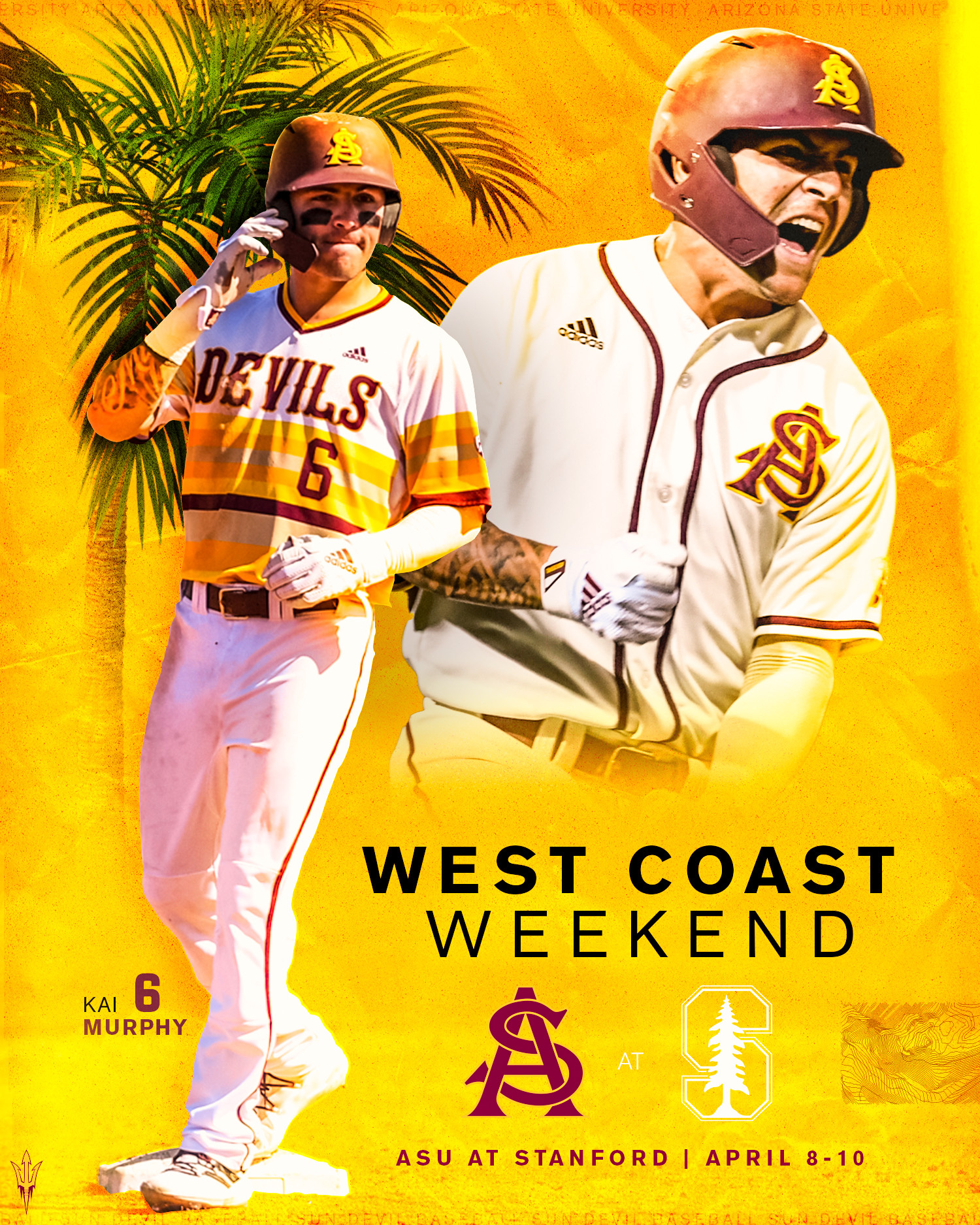 ASU Baseball Graphic - ASU at Stanford 2d art baseball branding digitalart graphic design illustration instagram marketing photoshop posterdesign social media sports sports graphic