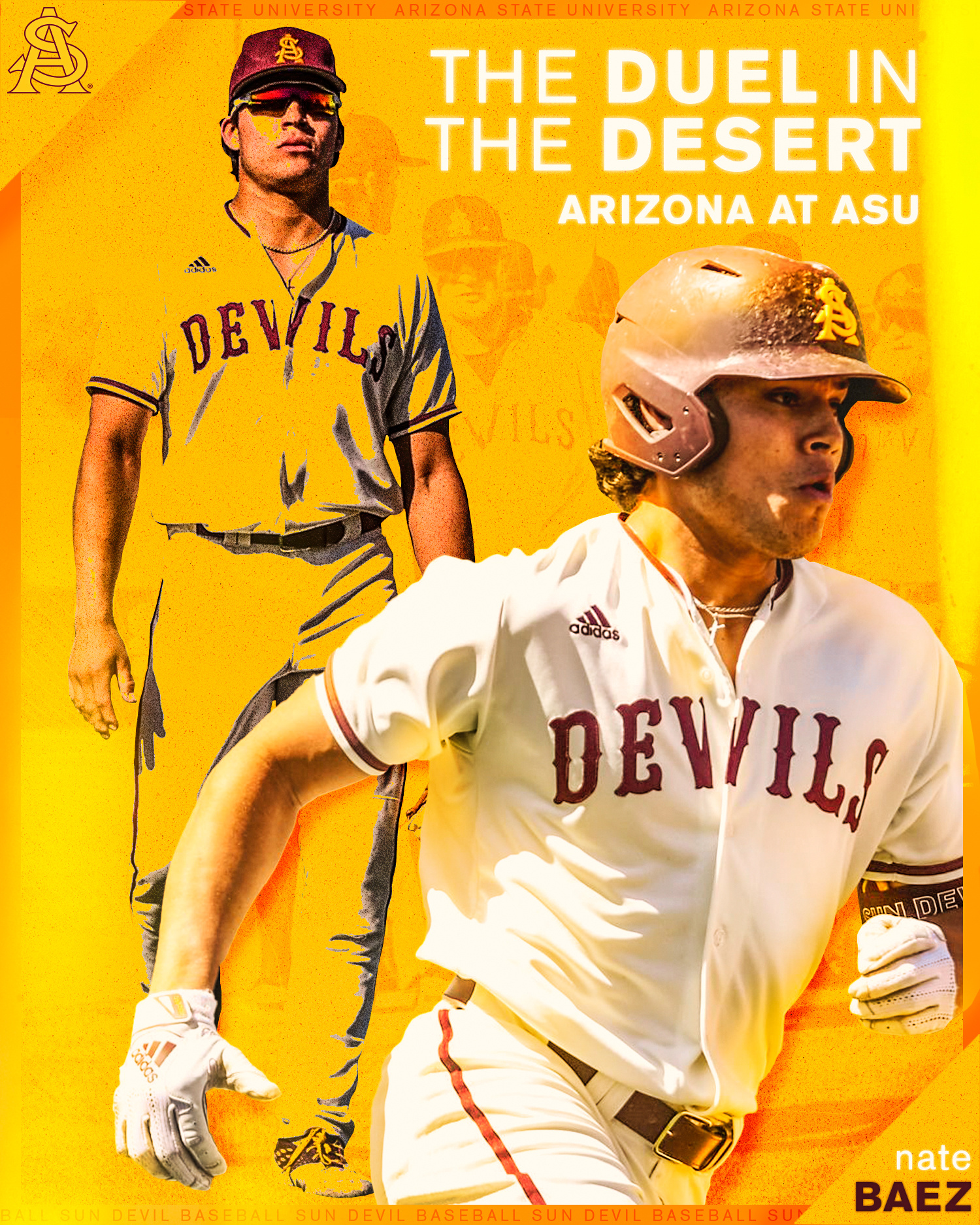 ASU Baseball Graphic - Arizona at ASU 2d art baseball branding digitalart graphic design illustration instagram marketing photoshop posterdesign social media sports sports graphic