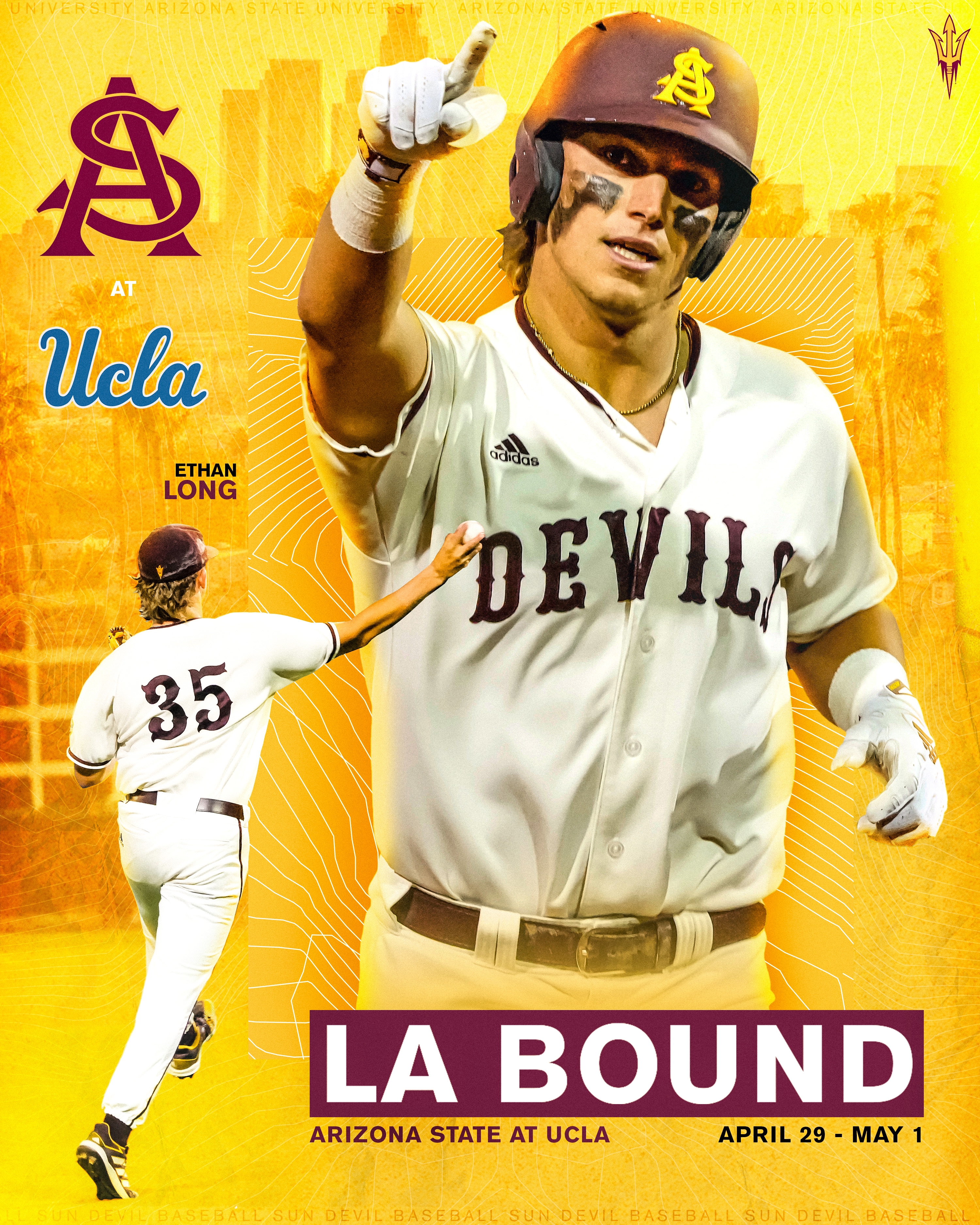 ASU Baseball Graphic - ASU at UCLA 2d art baseball branding digitalart graphic design illustration instagram marketing photoshop posterdesign social media sports sports graphic