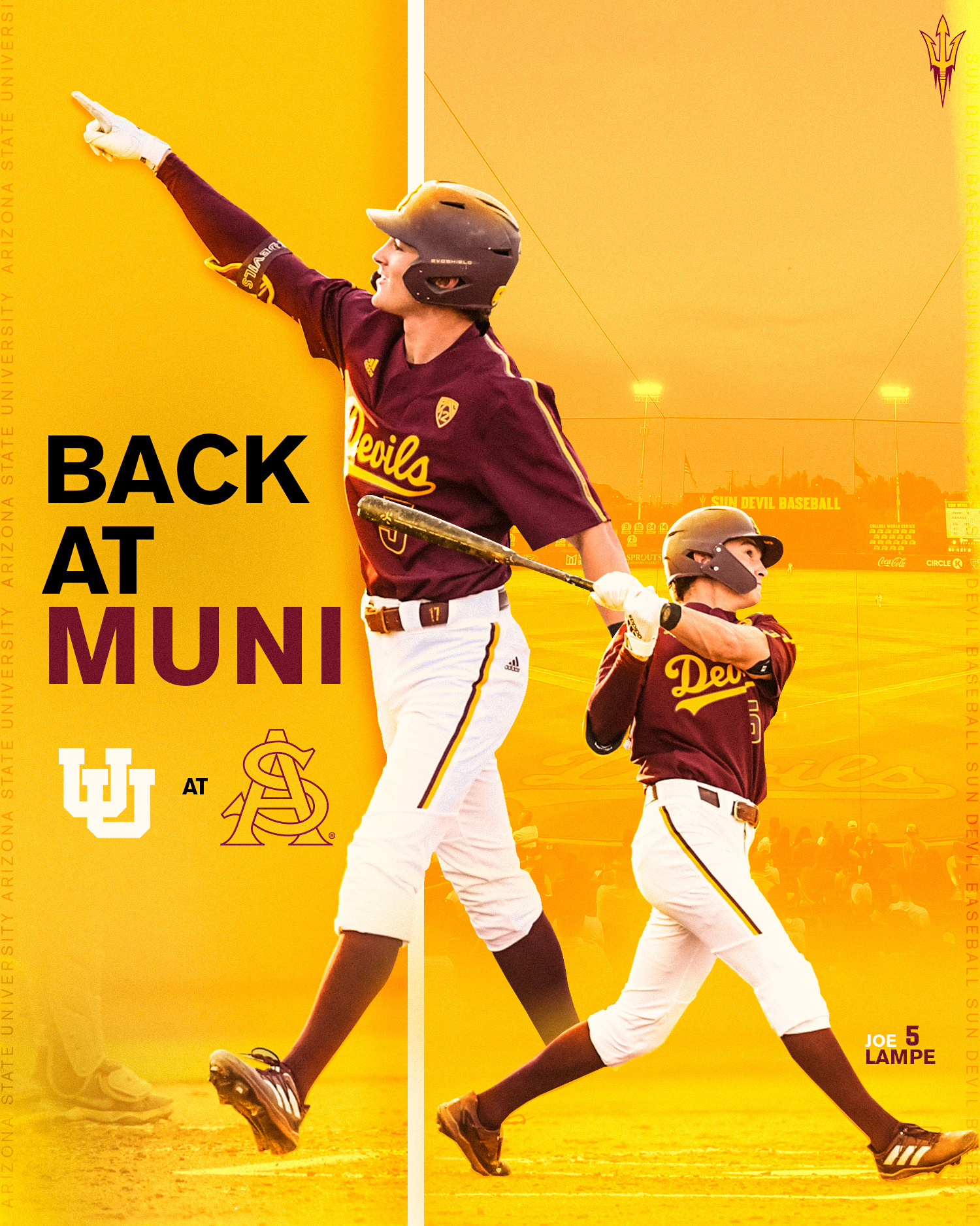 ASU Baseball Graphic - Utah at ASU 2d art baseball branding digitalart graphic design illustration instagram marketing photoshop posterdesign social media sports sports graphic