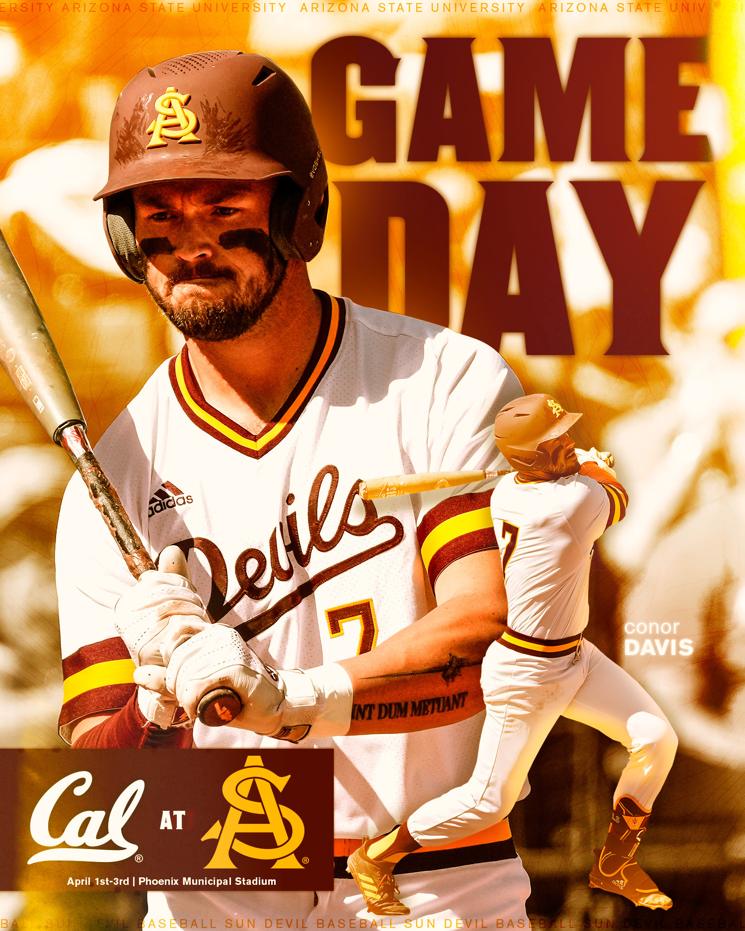 ASU Baseball Graphic - Cal at ASU 2d art baseball branding digitalart graphic design illustration instagram marketing photoshop posterdesign social media sports sports graphic