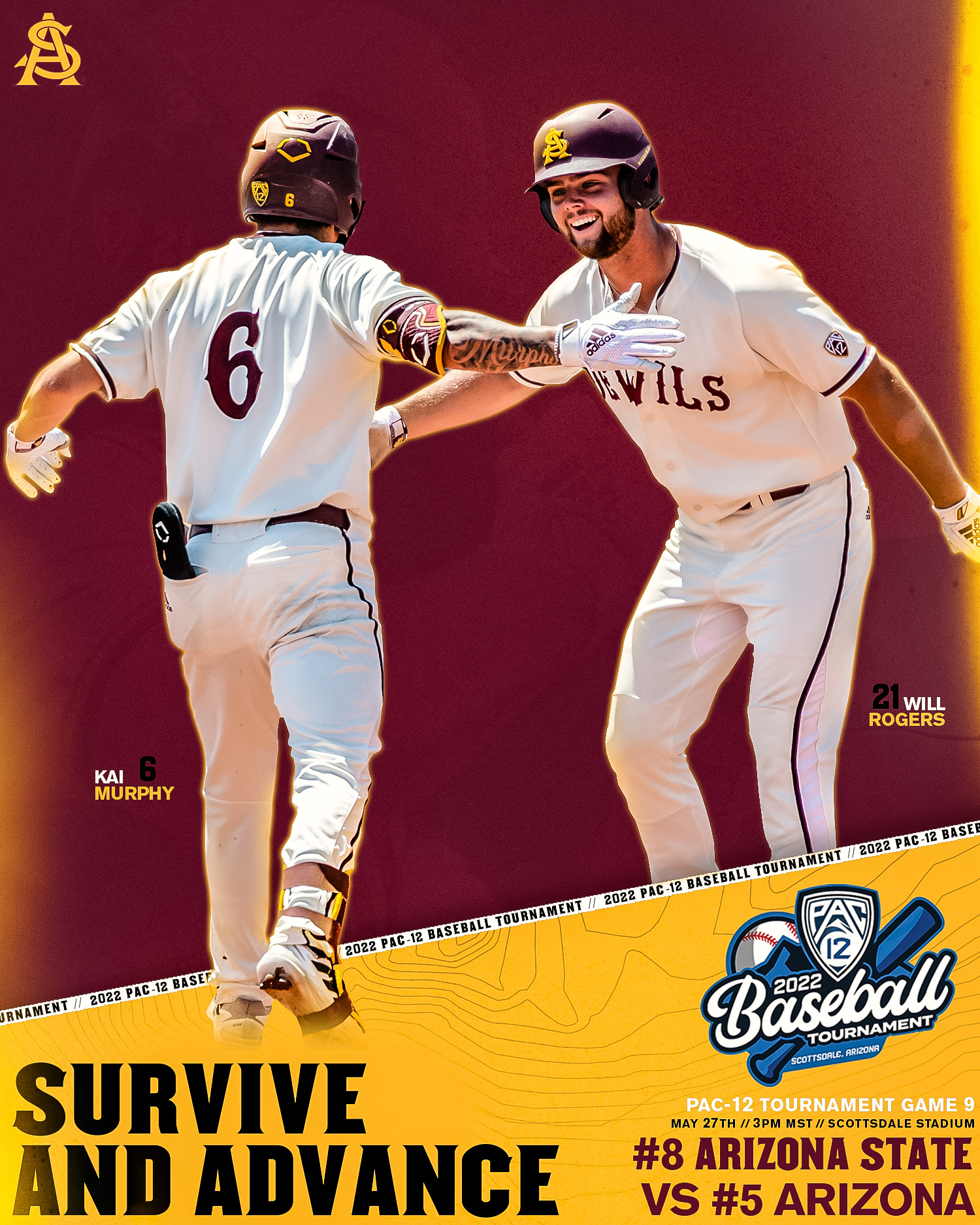PAC - 12 Baseball Graphic - ASU vs UofA 2d art baseball branding digitalart graphic design illustration instagram marketing photoshop posterdesign social media sports sports graphic