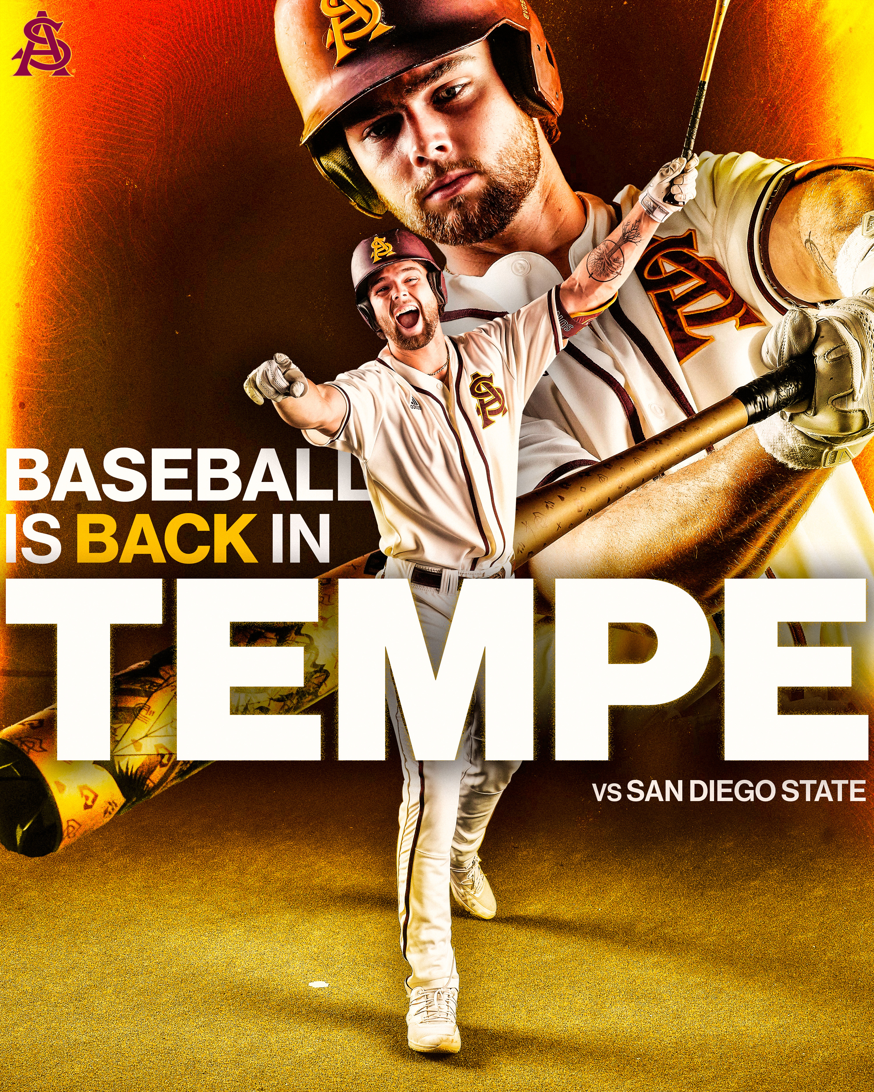 ASU Opening Day Graphic 2d art baseball branding digitalart graphic design illustration instagram marketing photoshop posterdesign social media sports sports graphic