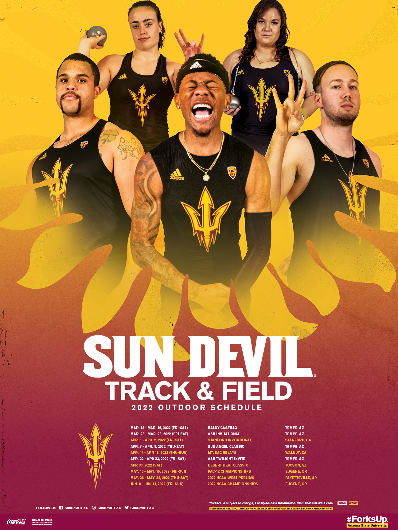 ASU Track & Field Schedule Graphic 2d art baseball branding digitalart graphic design illustration instagram marketing photoshop posterdesign social media sports sports graphic
