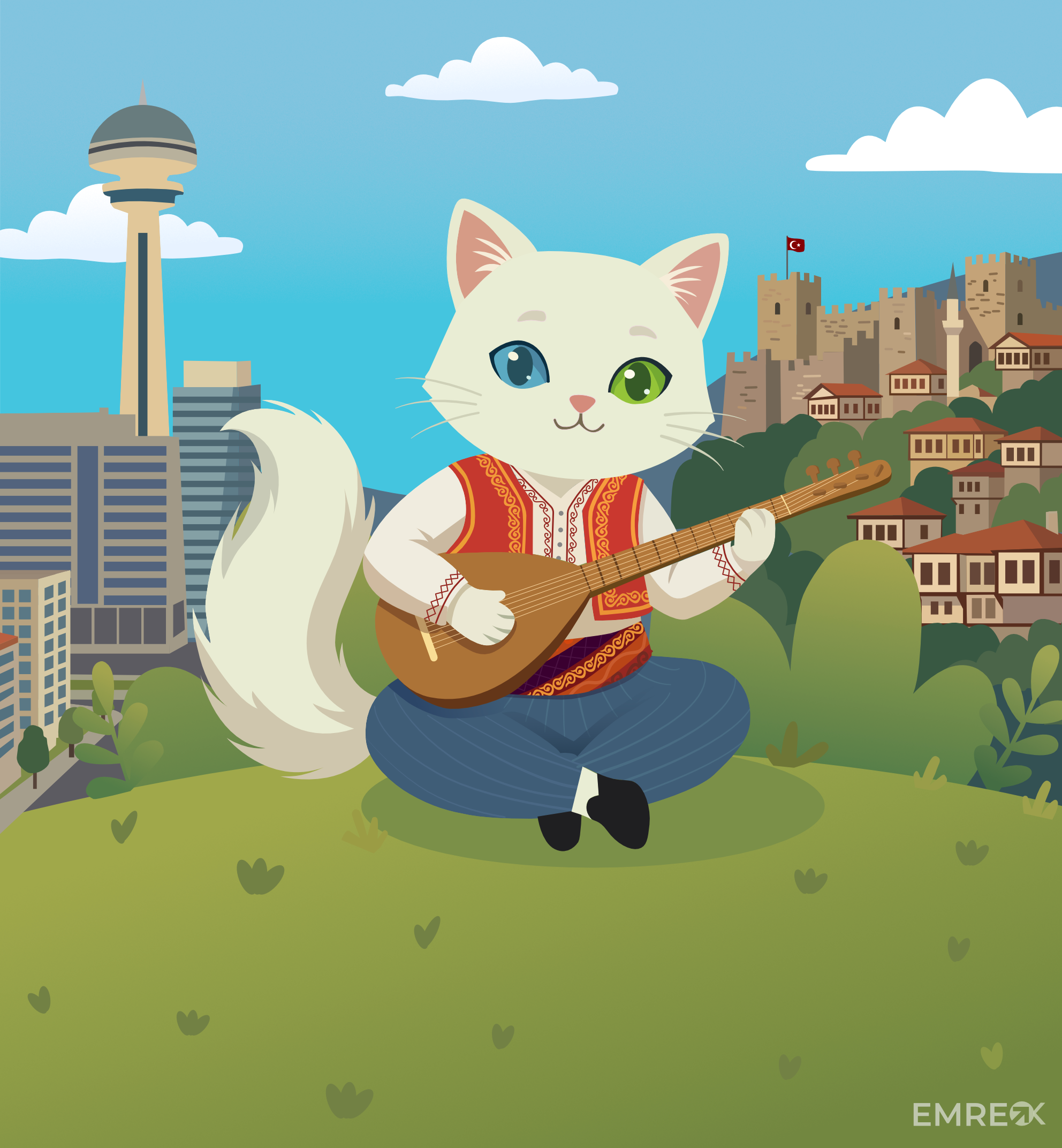 Ankara Kedisi /Angora Cat affinity affinity designer art cartoon draw drawing illustration