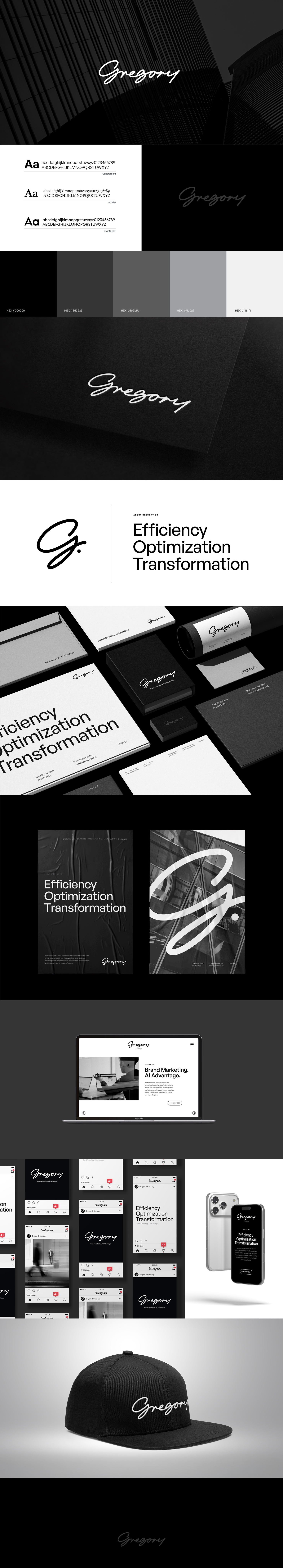 Gregory AI Brand Concept ai marketing brand identity branding cursive handwritten identity design logo logo design technology typography design wordmark