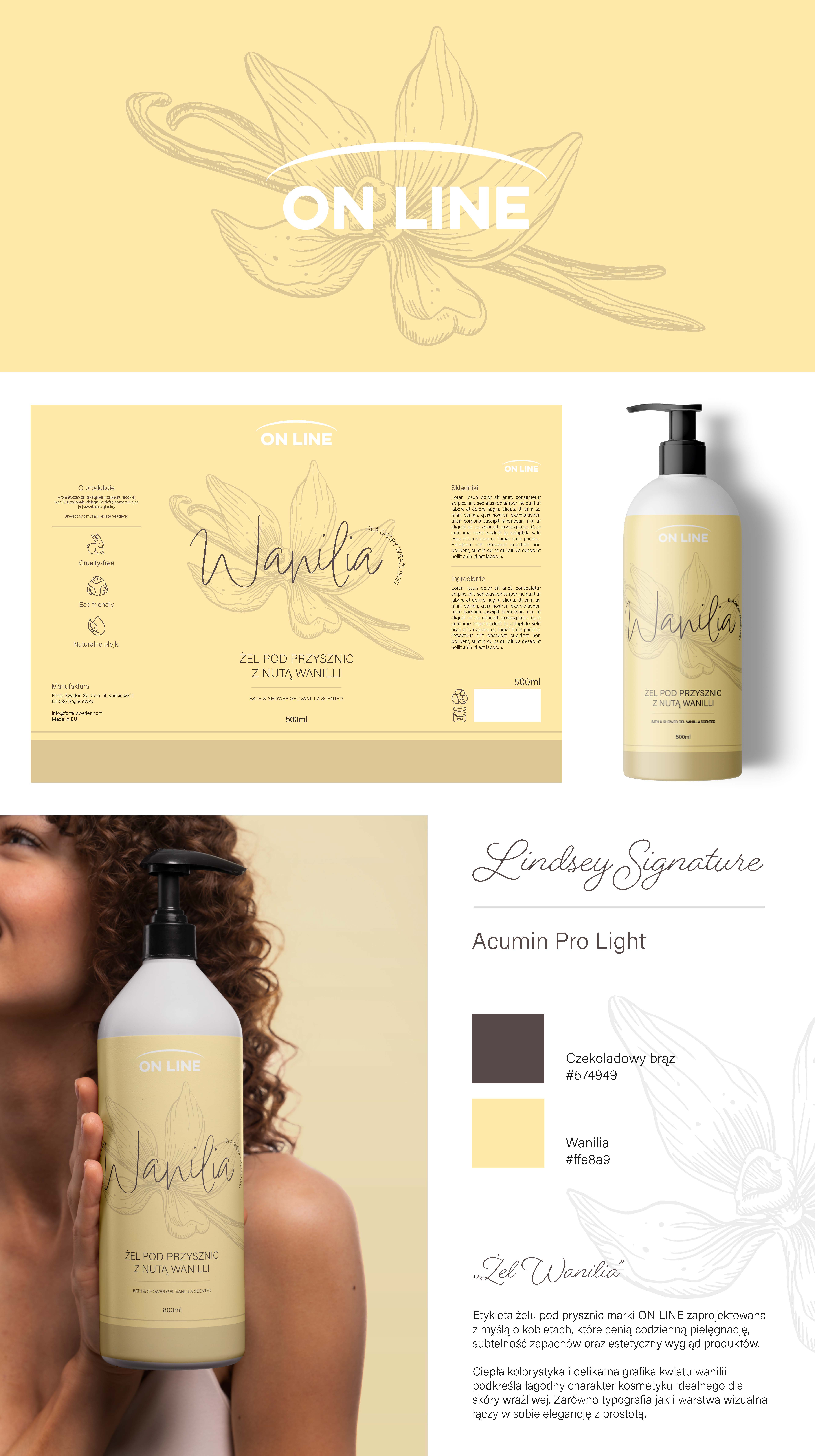 Packaging design for vanilla sented shower gel (concept) graphic design