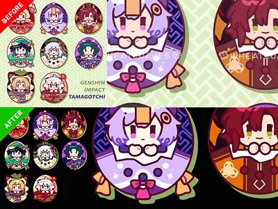 Tamagotchi Genshin Impact background removal design graphic design illustration photoshop editing vector tracing