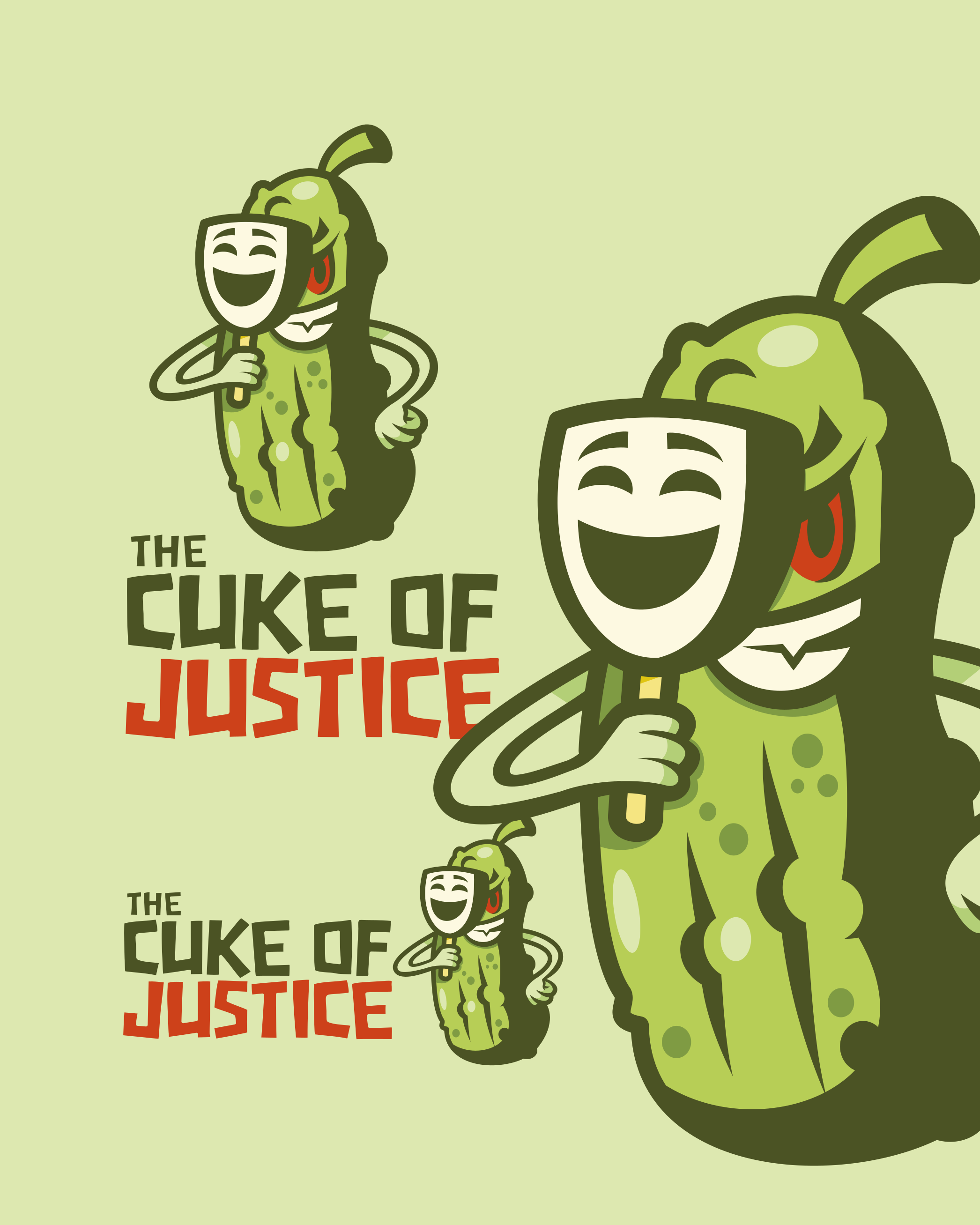 Logo Design for The Cuke of Justice branding cartoon character design commission design freelance work graphic design logo logo design logo design branding logo designer mascot mascot design pickle vector