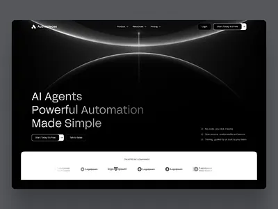 AI Agent Landing Page for Automation agents ai ai agent automation dark ui hero ui design landing page landingpage startup startup landing page ui design uiux ux design web design