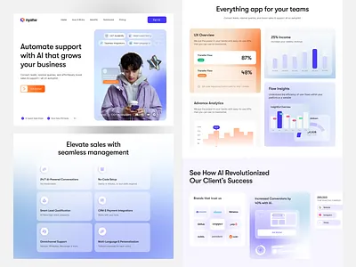Automate Support AI website ai interface product service startup ui ux web