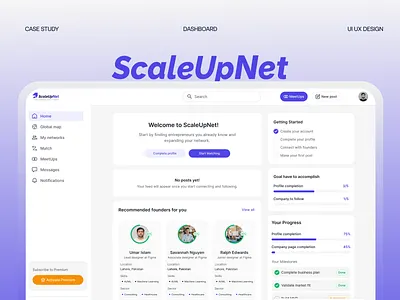 AI-Powered Founder Matchmaking Platform ai landing networking product desing social ui ux website design