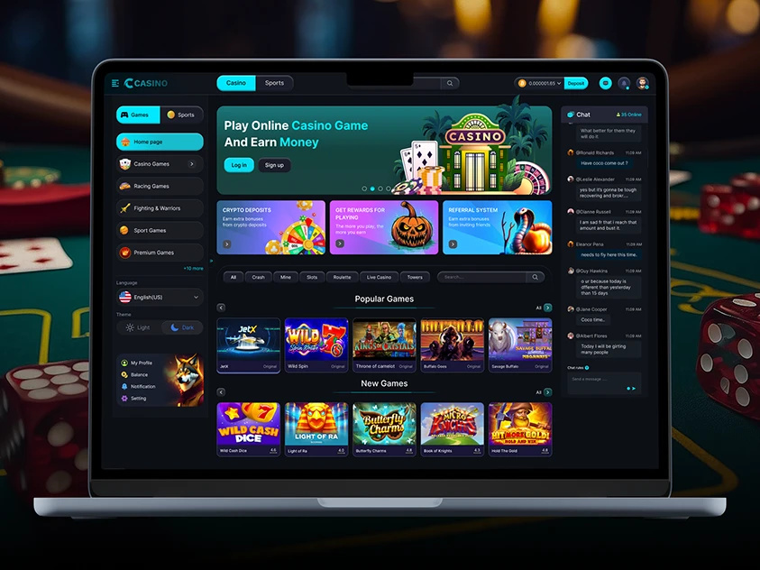 Example of Modern Gambling Platform – Casino Gaming Dashboard UI