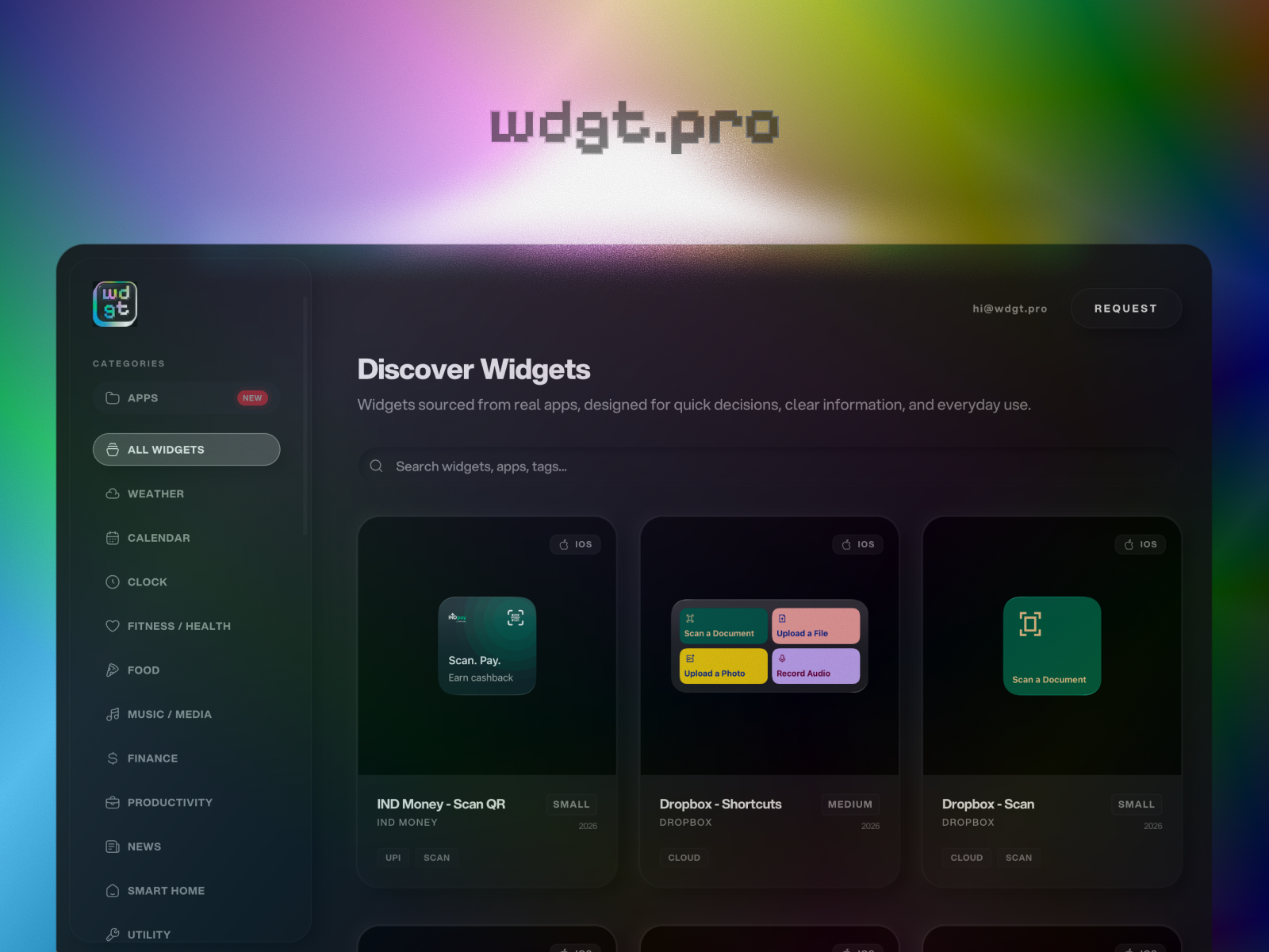 Launching wdgt.pro 🚀 100daysofui apple branding design graphic design ios mobbin ui ux visual design widget