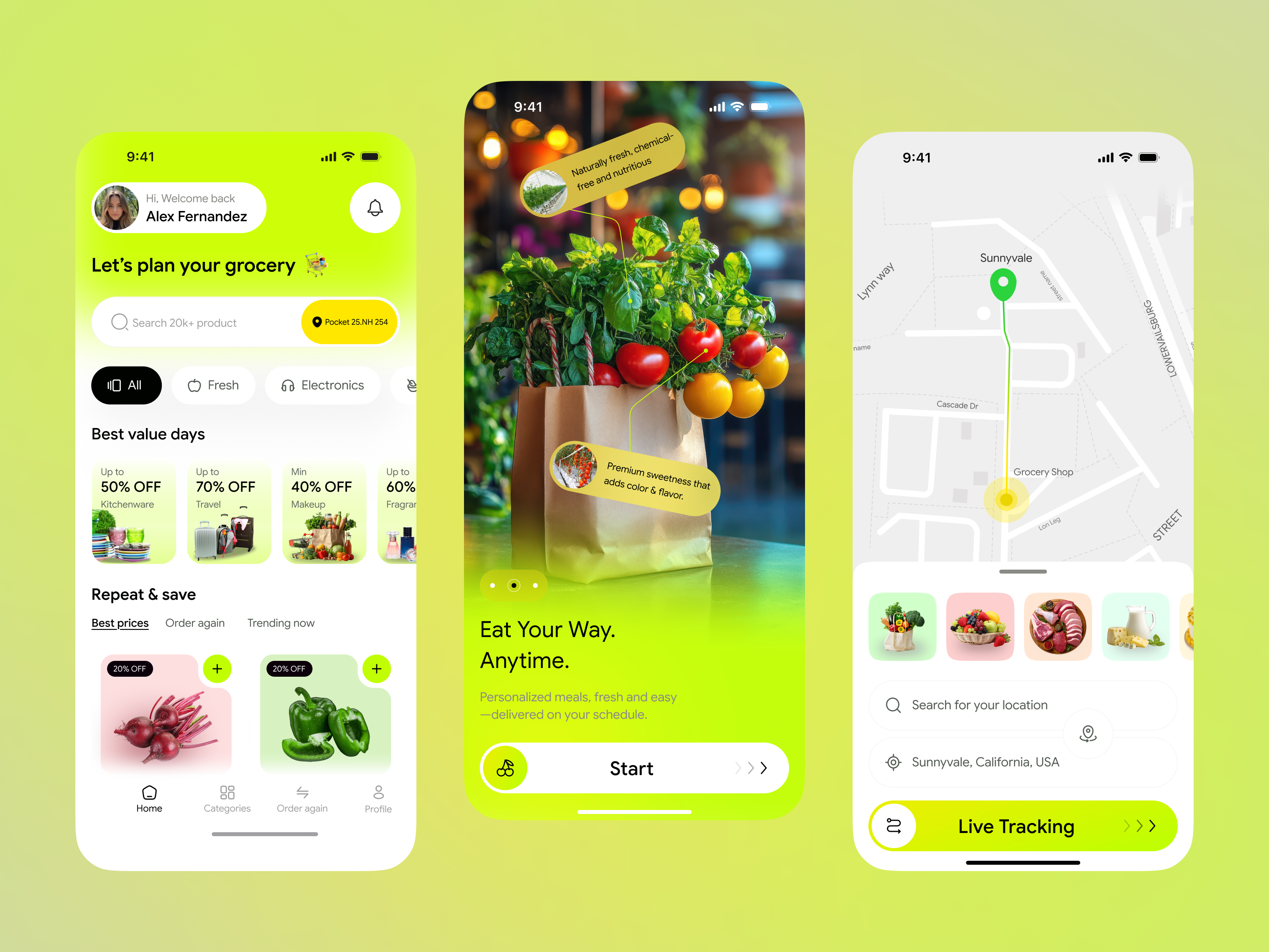 Grocery App app app design delivery app design ecommerce app food delivery app grocery app grocery delivery ios live tracking location based app mobile mobile app mobile ui modern ui online grocery shopping app tracking app ui design
