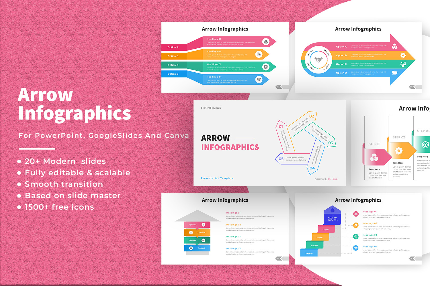 Arrow Infographics Presentation Template arrow chart clean clear data design direction flow guide icons infographics layout modern presentation process simple slides steps template visuals