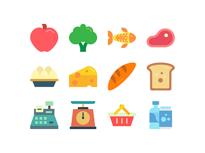 Grocery Flat Icons Set elements flat icon icon illustration illustrator vector