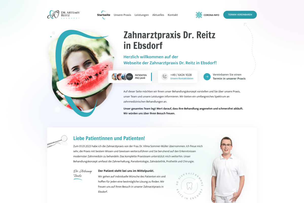 Dr. Reitz Dental Clinic dental dental clinic dentistry doctor figma flat design germany graphic design medicine tooth treatment ui ui design ux ux дизайн uxui webdesign зубы стоматолог улыбка