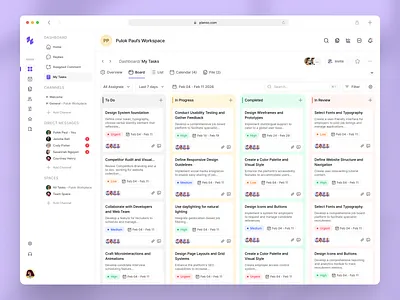 Planso - Task Management Board UI/UX for a SaaS Product board clean design management progress project project management saas task task app task list task management task management app to do list todo ui design uiux web app