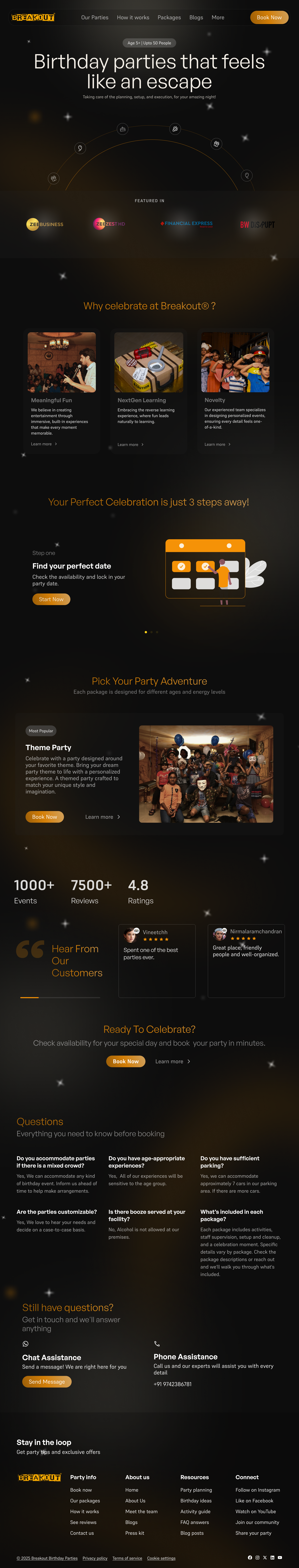 Birthday Party Website Design aesthetic dark theme glittery graphic design landing page motion graphics ui ux wesbite