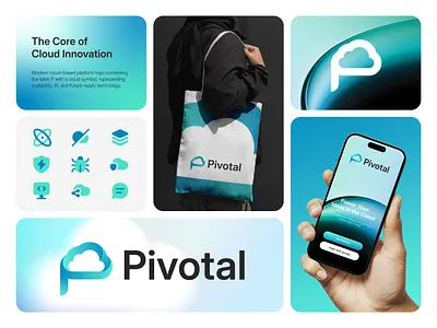 Modern Cloud Logo & Branding Design agency branding branding identity business cloud computing cloud logo company logo creative logo digital platform future tech logo logo identity modern logo monogram logo p letter p logo print saas tech logo technology logo