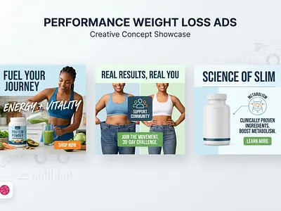 Performance Weight Loss Ads,Creative Concept Exploration. ad creatives creative direction digital ads fitness ads graphic design health branding marketing creatives performance marketing social media design ui design weight loss ads