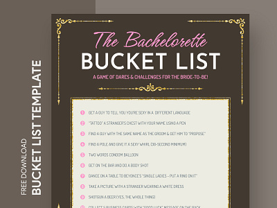 Bachelorette Bucket List Free Google Docs Template bachelor bachelorette bucket bucketlist docs google list ms print printing template templates todolist wedding wishlist word