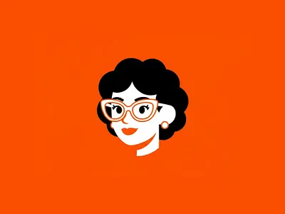lady logo colorful eyeglasses graphic design illustration lady logo orange woman