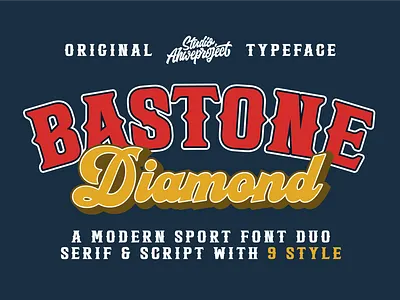 Bastone Diamond - A Modern Sport Font Duo athletic font baseball font bastone diamond bold serif font championship font college font display font font duo headline font jersey font logo font retro font script font serif and script sport font sport typeface team font tournament font varsity font vintage font