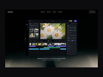 Aetheria - AI Video Filmmaking Tool Landing Page ai ai filmmaking editing editor industrial industrial website landing page minimal offgrid tool ui design uiux video video editor web design website