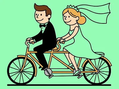 A Married Couple on a Tandem Bike Illustration a married illustration bride and groom cartoon wedding cartoon wedding art happy couple joyful wedding marriage illustration newlywed couple romantic illustration tandem bicycle wedding anniversary wedding art wedding banner wedding card design wedding celebration wedding decoration wedding gift wedding graphics wedding illustration wedding invitation