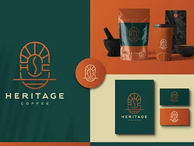 Heritage coffee adobe illustrator bean logo brand identity brand style guide branding branding designer coffee logo graphic design lineary logo logo logo design logo design service logo designer logomark minimalist branding minimalist logo modern logo trending design visual identity