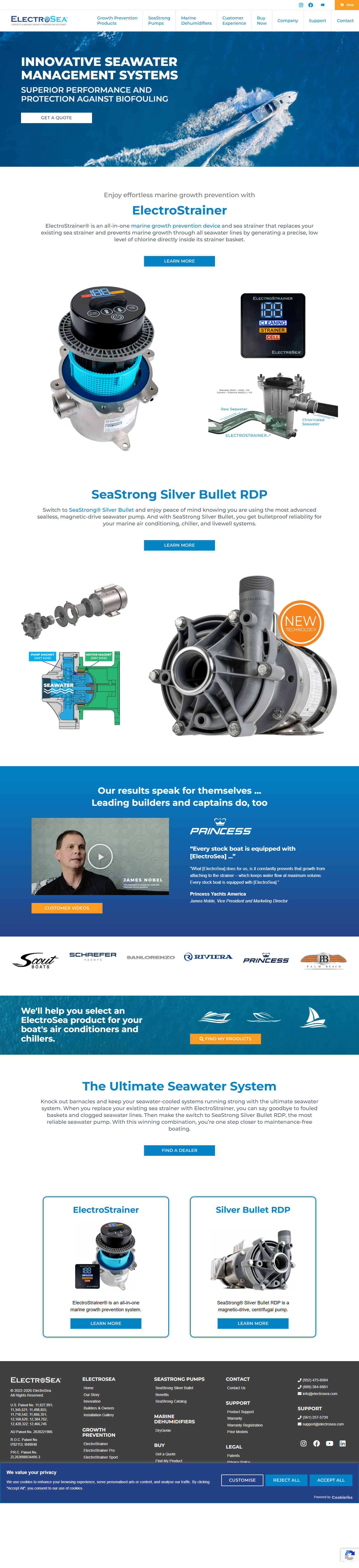 Marine Technology Website Design | ElectroSea Corporate Website 3d branding design graphic design illustration landingpage logo manufacturing motion graphics ui vector webdesign webxpart