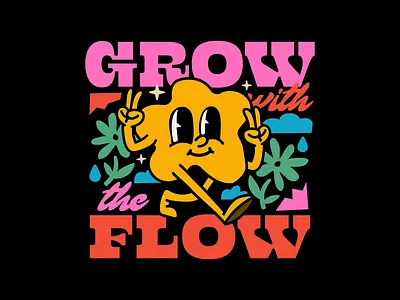 Grow with the Flow design graphic design illustration minimal motivation poster vector
