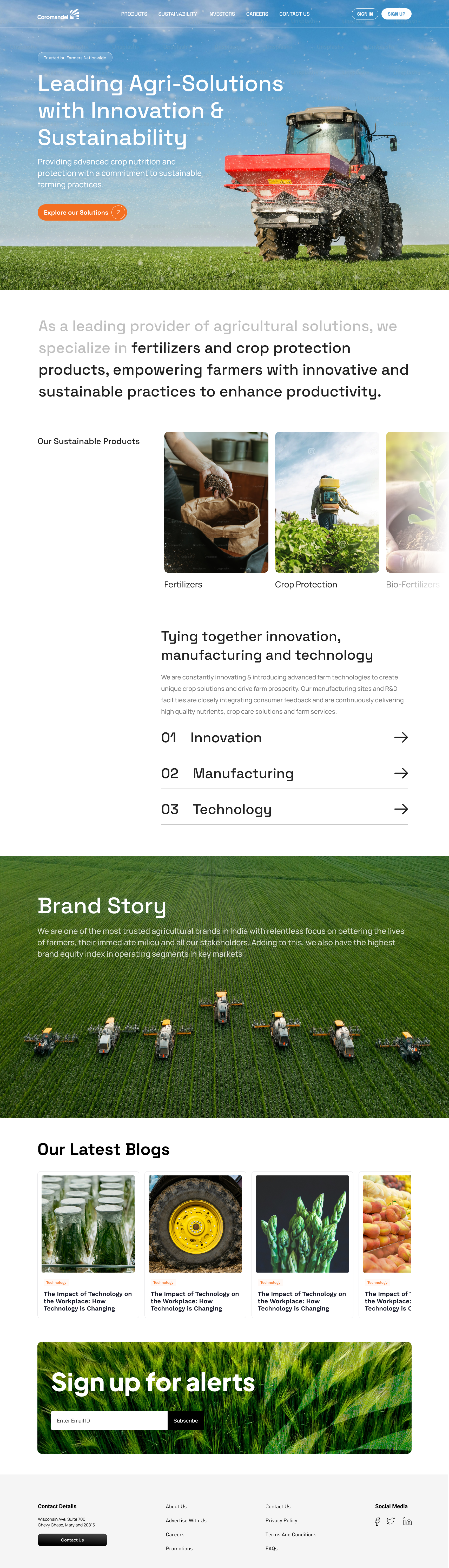 Agro Solutions — Agricultural Products Website Design corporate imagery landing page ui ux design
