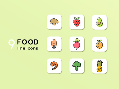 Food line icons avocado design food fruits graphic design health icons illustration line vector vegetables