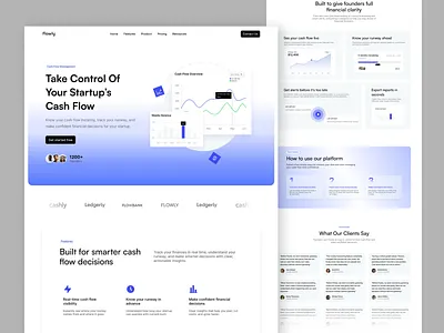 Cash flow management landing page fintech landingpage productdesign saasdesign ui uidesign webdesign
