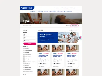 PLP - Filters app card clean cruises design filters flat hero layout minimal pdp plp spa ui ux web