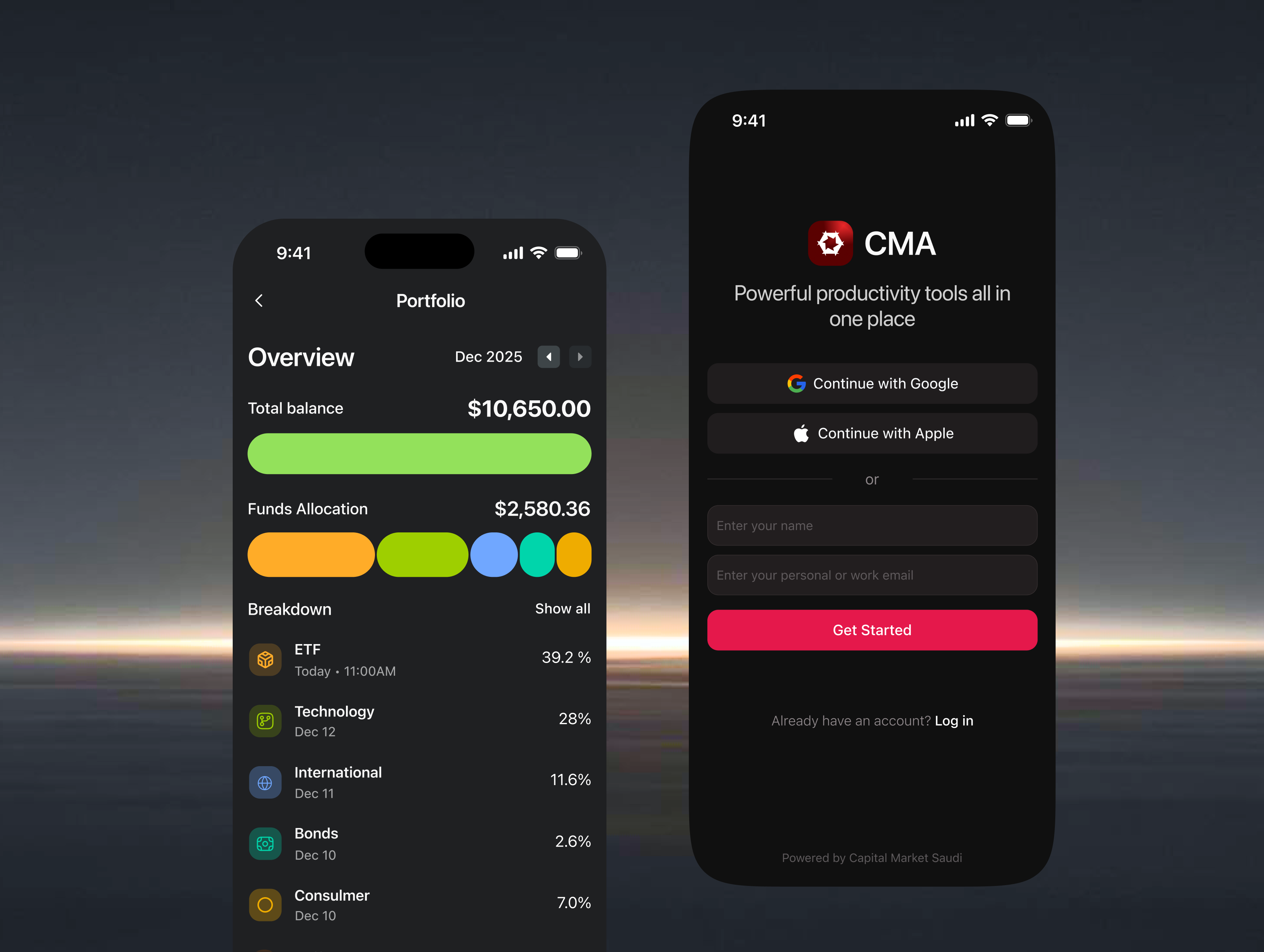Capital Market | Portfolio Overview – Fintech Investment fintech mobile design mobileinterface product product design teading ui ux