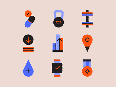 Fitness icons design icons illustration texture