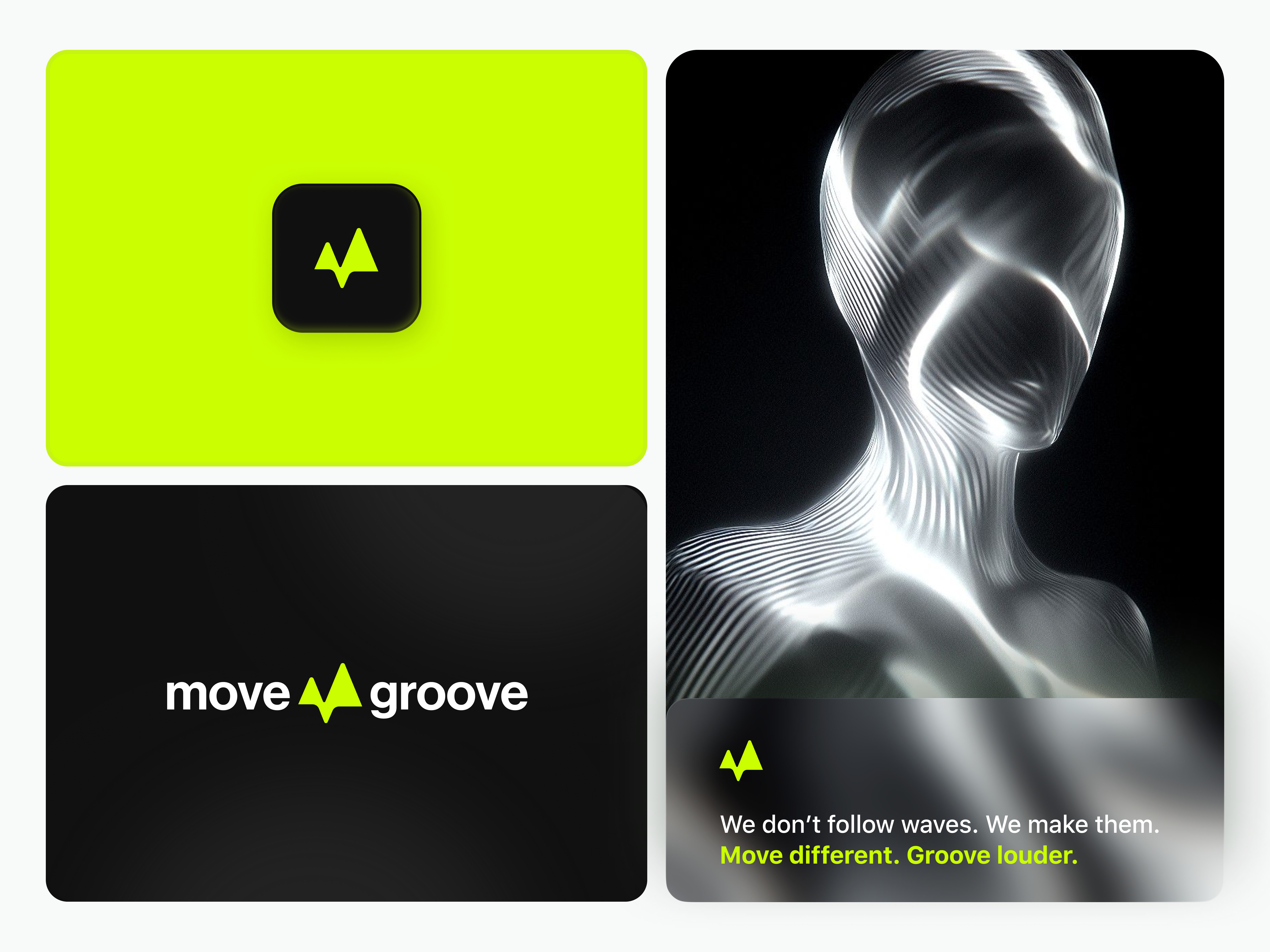 Move & Groove Branding Festival Concept app branding branding identity concept design design festival branding futuristic design graphic design high contrast icon illustration logo minimalist layout music ui ux vector visual identity waveformlogo