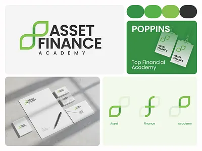 Asset Finance Academy - Branding adobe brand branding calm clean figma finance graphic design green grow illustration logo logos mockup simple stationary ui vector white