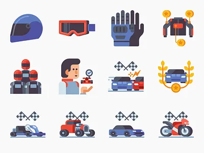 Motor Sports Vector Icons design graphic design icon icons illustration ui ux vector