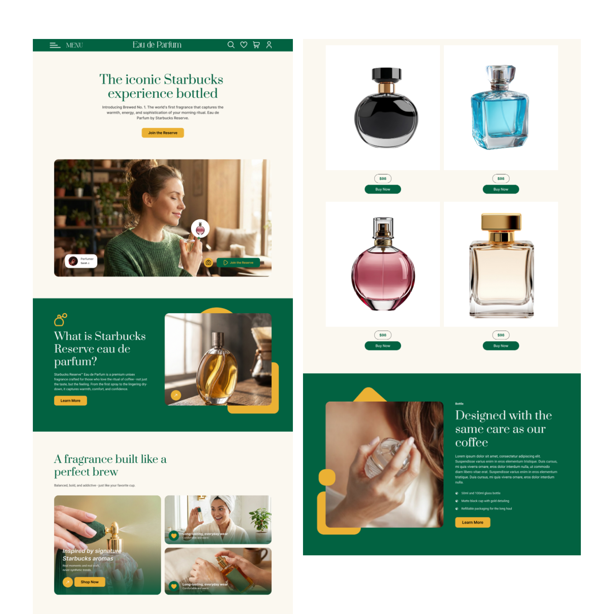 Starbucks Reserve — Brewed No. 1 Eau de Parfum branding design figma graphic design ui ux web designer websitedesigner