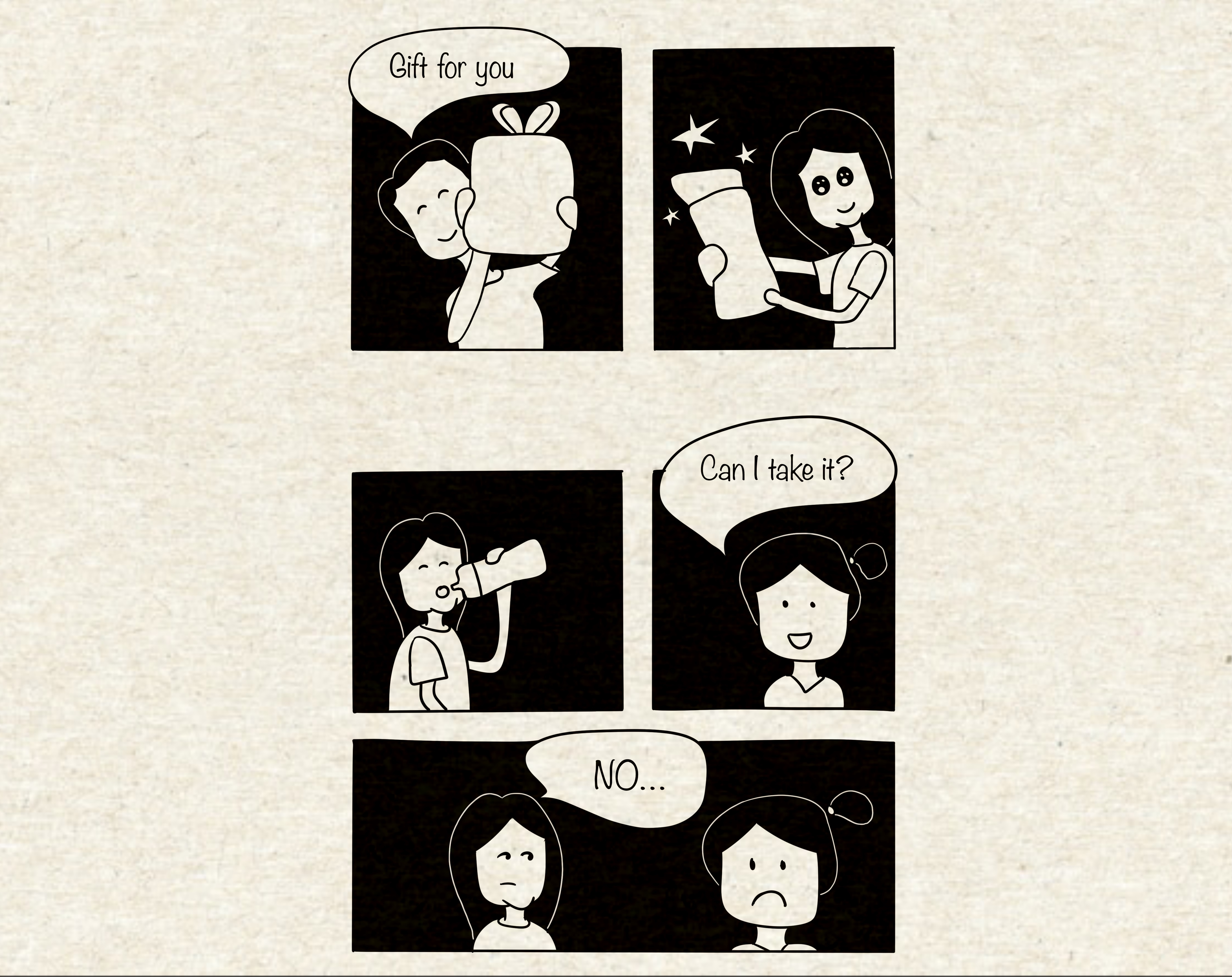 Gifts art character design comic drawing gift graphic design illustration possesive solid vector