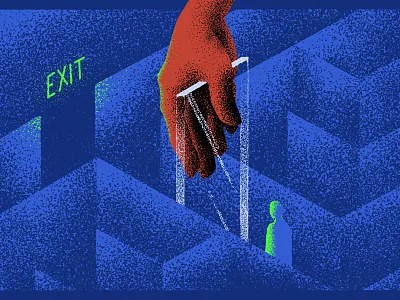 Dead End acrylic devil exit sign glow glowinthedark help human maze maze philanthropy red hand saul bass stalker movie stuck the shining