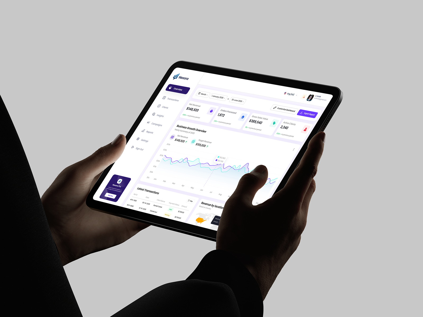 Nexora — Modern SaaS Business Growth Platform UI admin panel analytics business management charts clean ui dashboard dashboard ui data visualization design financial dashboard fintech kinetic glyph mehbubur rahman minimal design modern ui saas statistics uiux website website design