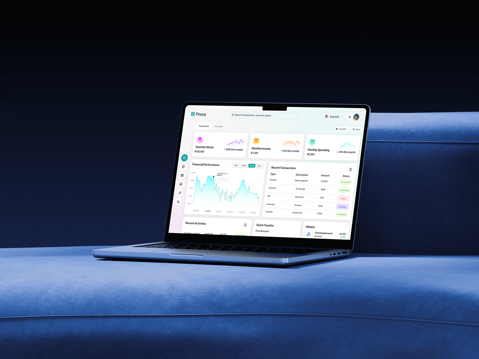 Personal Finance & Banking Dashboard Web App admin panel analytics banking clean ui crypto dashboard dashboard ui data visualization design finance app fintech kinetic glyph landing page mehbubur rahman minimal design modern ui personal finance saas wallet website