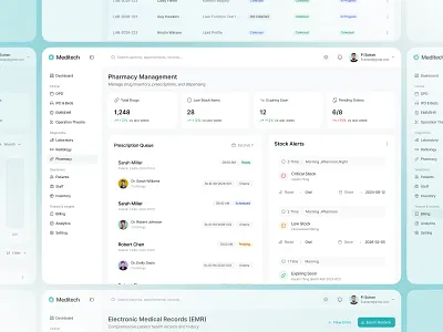 Pharmacy Management Dashboard UI – Hospital & EMR Admin Panel admin panel healthcare analytics dashboard ui b2b saas interface clinic management ui drug inventory system emr ehr dashboard figma dashboard design health tech ui ux healthcare dashboard design healthcare saas design hospital crm interface hospital management system inventory management dashboard medical admin panel medical software ui medical web application pharmacy dashboard ui prescription management ui saas dashboard design
